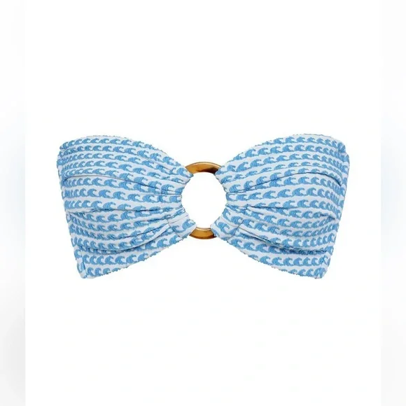 Montce Swim Bikini Set NWT Wave Repeat Tori Ties Bandeau Top & Lulu Bottoms S - Picture 9 of 13